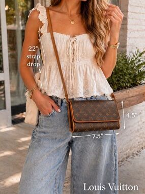 Authentic Louis Vuitton Pochette Twin GM Monogram Crossbody Bag w/ Certificate